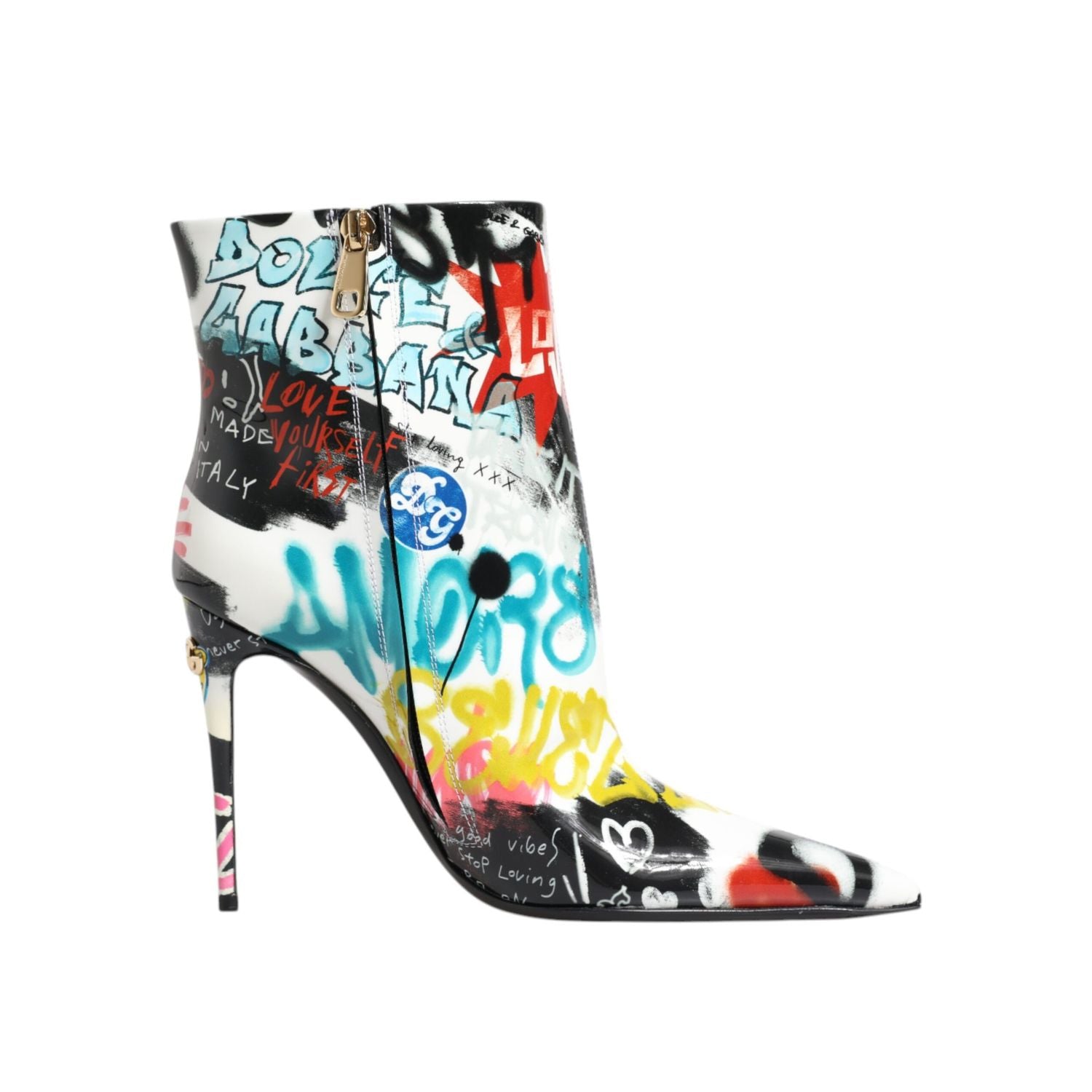 Dolce & Gabbana Multicolor Graffiti Keira Mid Calf Boots Shoes