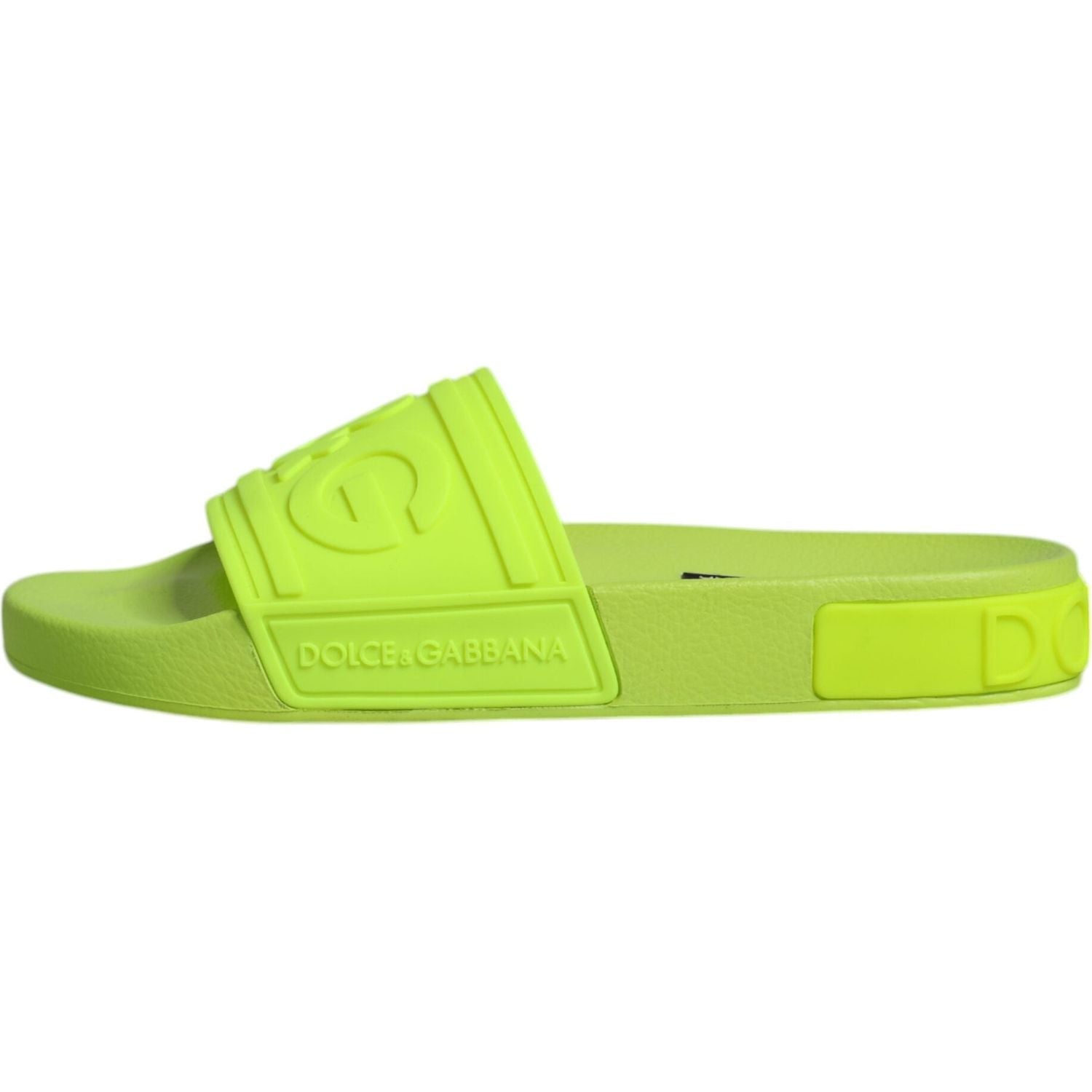 Dolce & Gabbana Green Rubber Slides Sandals Beachwear Shoes