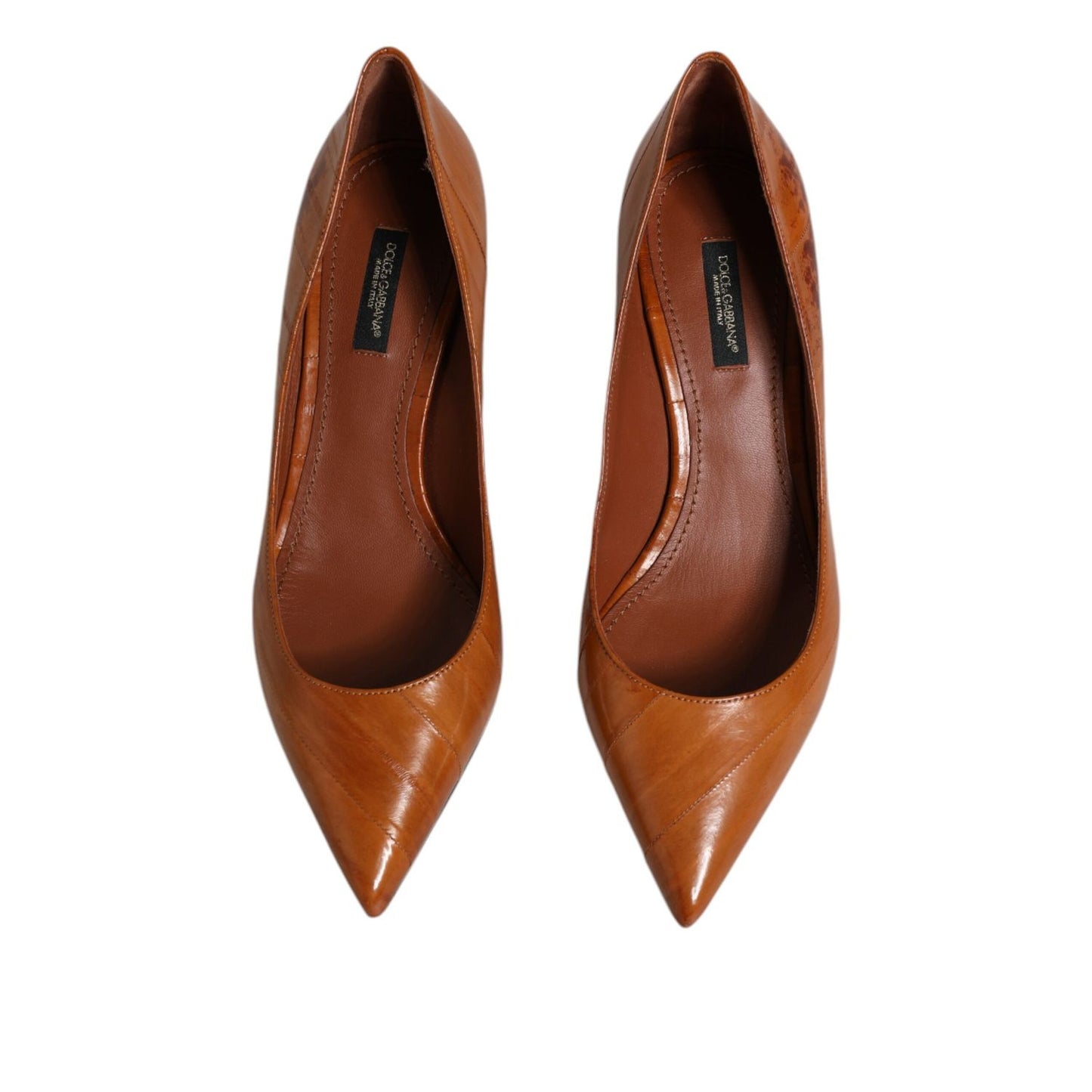 Dolce & Gabbana Brown Leather Kitten Heels Pumps Shoes