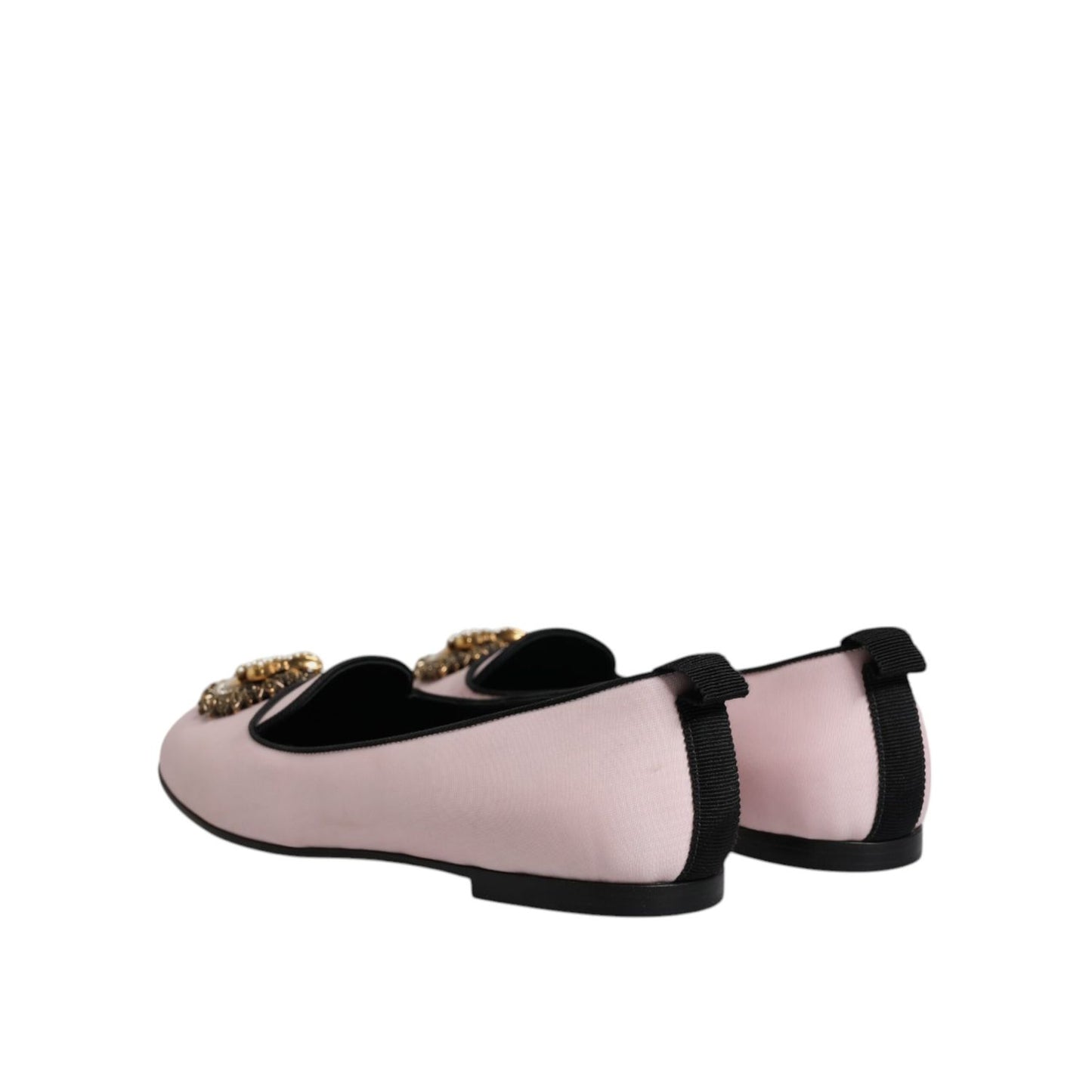 Dolce & Gabbana Light Pink Velvet Slip On Loafers Flats Shoes