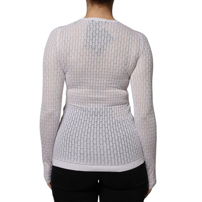 Dolce & Gabbana White Silk Button Down Cardigan Sweater