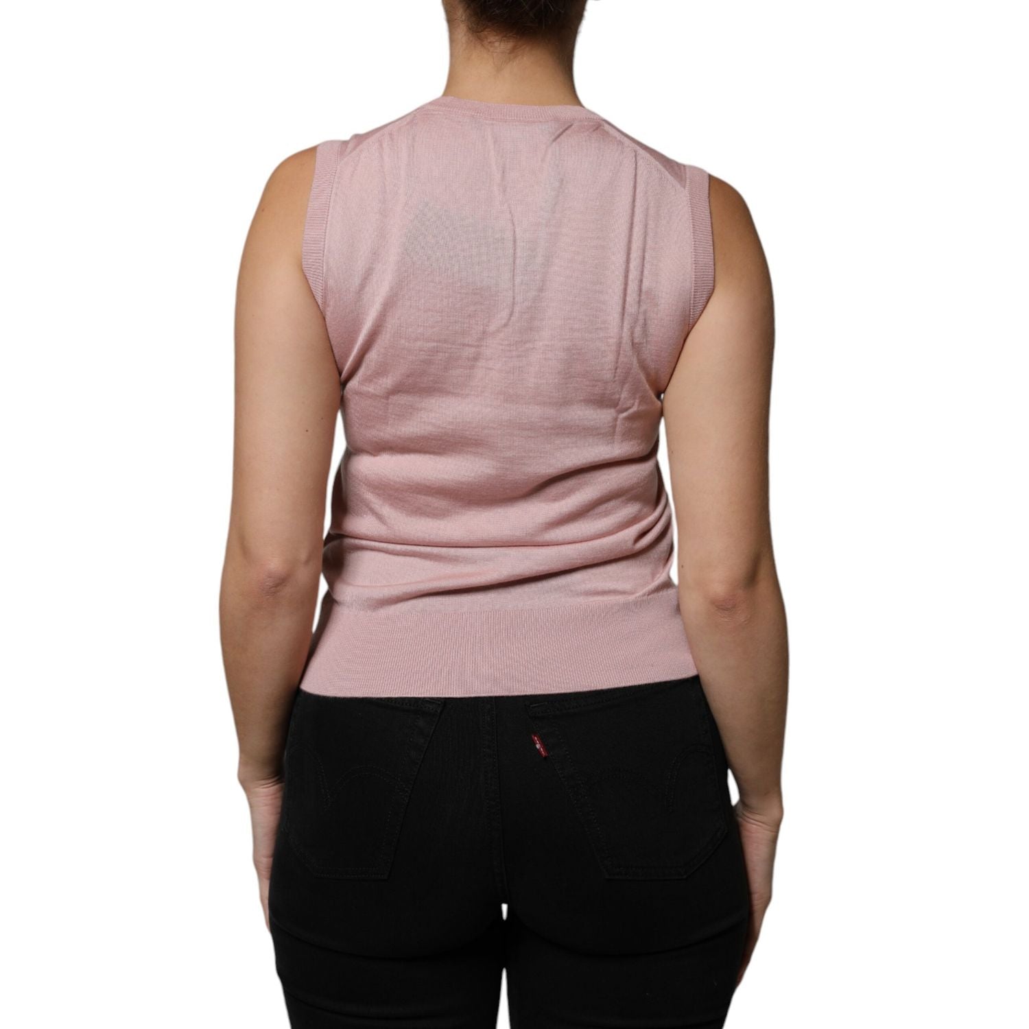 Dolce & Gabbana Pink Cashmere Knitted Sleeveless Tank Top