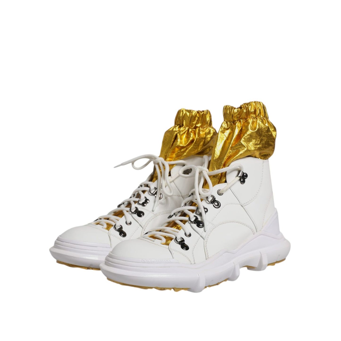 Dolce & Gabbana White Nylon Galileo High Top Sneakers Shoes