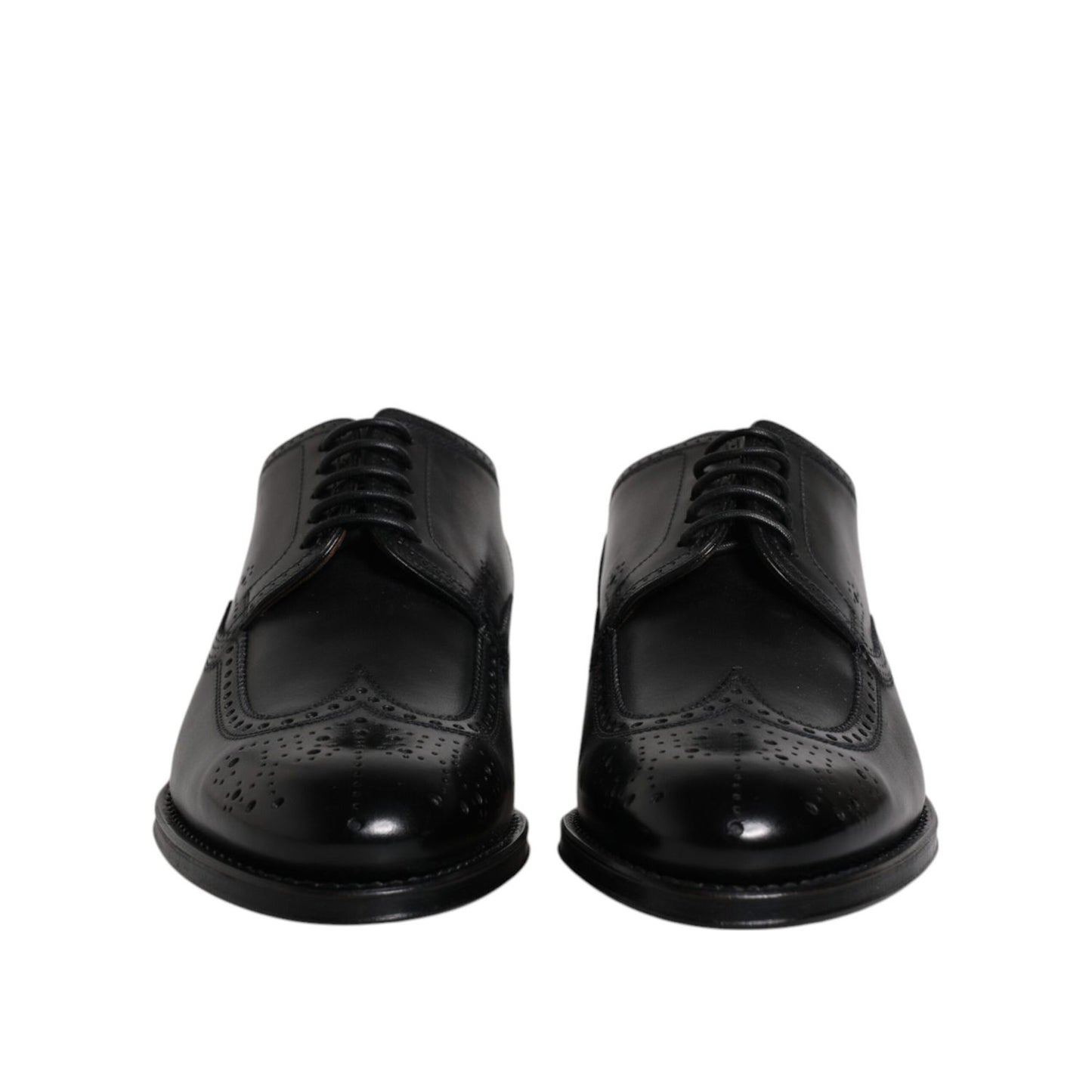 Dolce & Gabbana Black Leather Derby Wingtip Formal Shoes