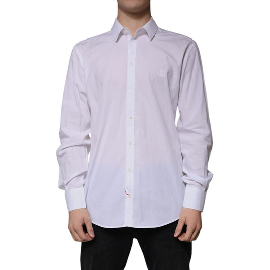 Dolce & Gabbana White Cotton Slim Fit MARTINI Dress Shirt