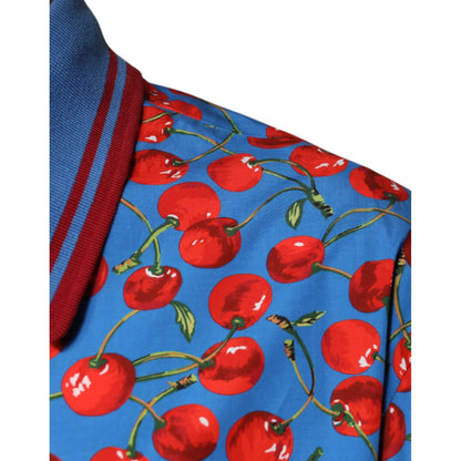 Dolce & Gabbana Blue Cherry Cotton Collared Men Polo T-shirt
