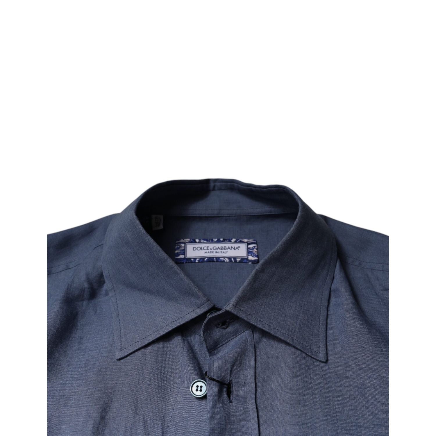 Dolce & Gabbana Blue Logo Long Sleeve Button Down Casual Shirt