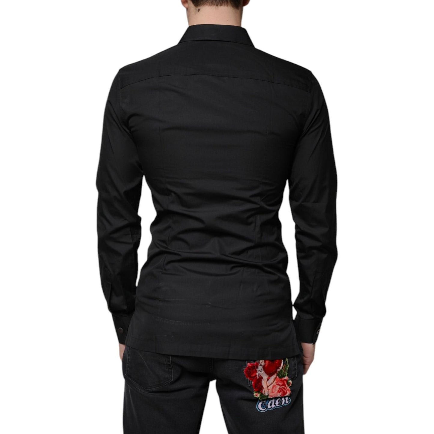 Dolce & Gabbana Black Cotton Formal Long Sleeves Dress Shirt