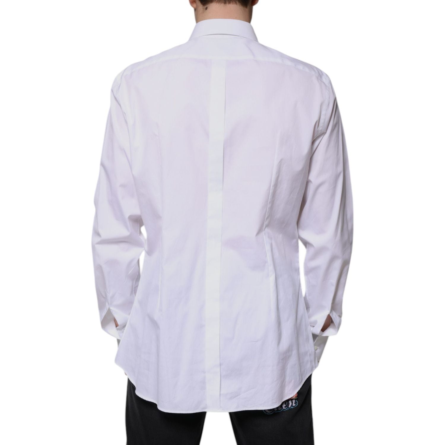 Dolce & Gabbana White Bib Cotton Poplin GOLD Formal Shirt