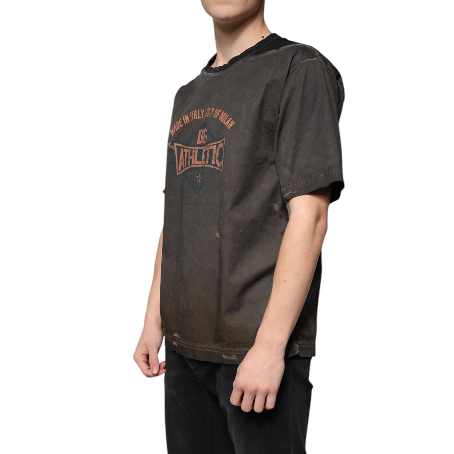 Dolce & Gabbana Brown Graphic Print Cotton Round Neck T-shirt