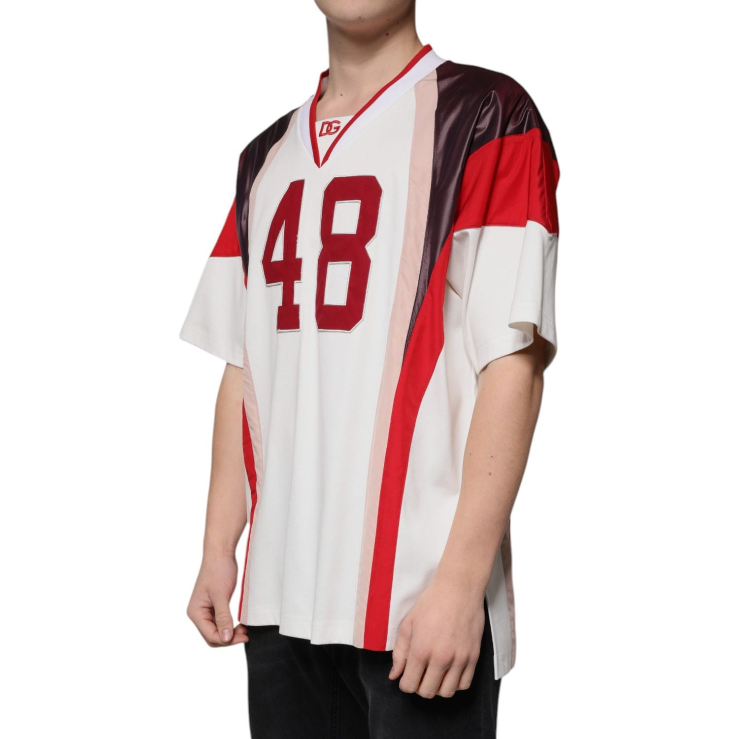 Dolce & Gabbana Multicolor Logo Jersey Cotton V-neck T-shirt