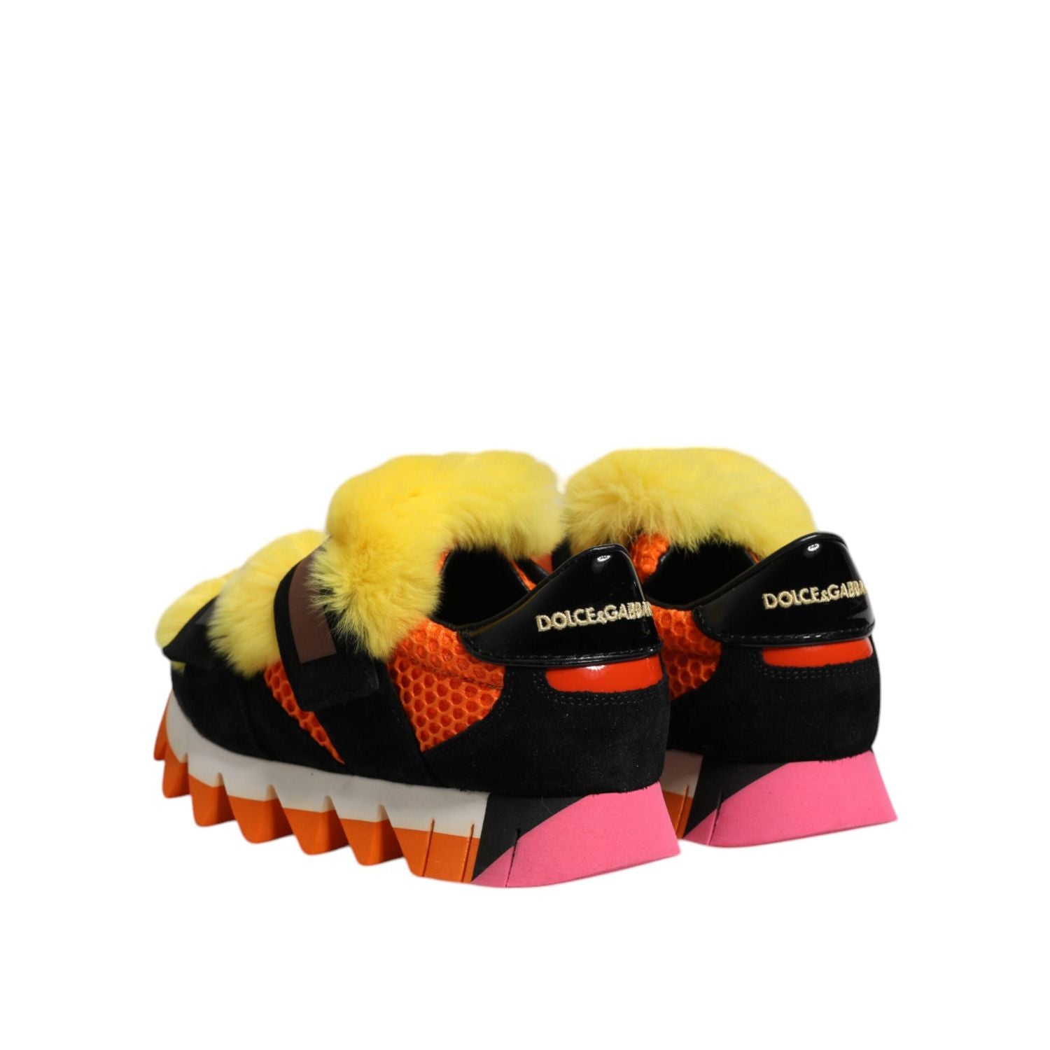 Dolce & Gabbana Multicolor Fur Embellished Sneakers Shoes