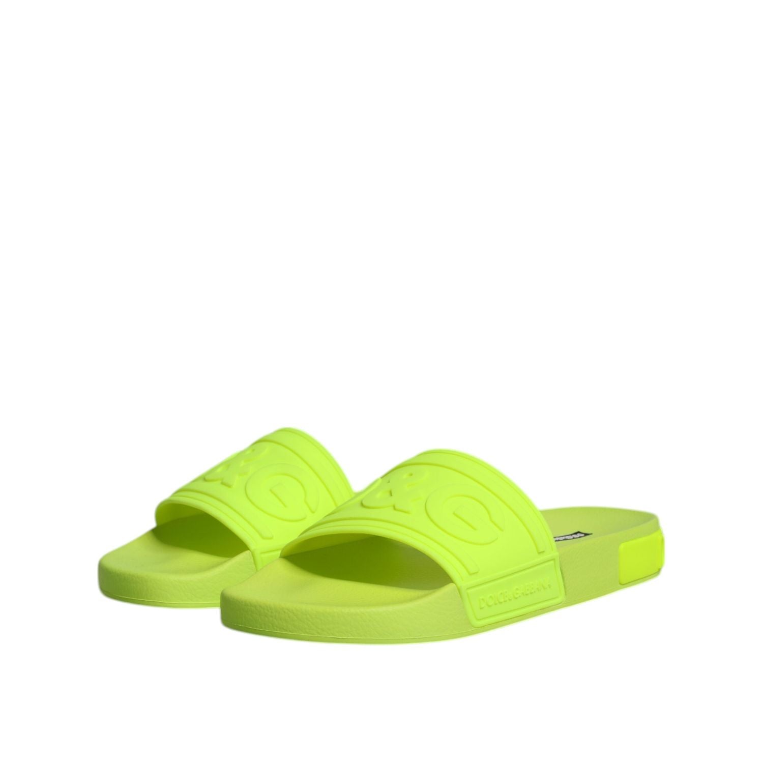 Dolce & Gabbana Green Rubber Slides Sandals Beachwear Shoes