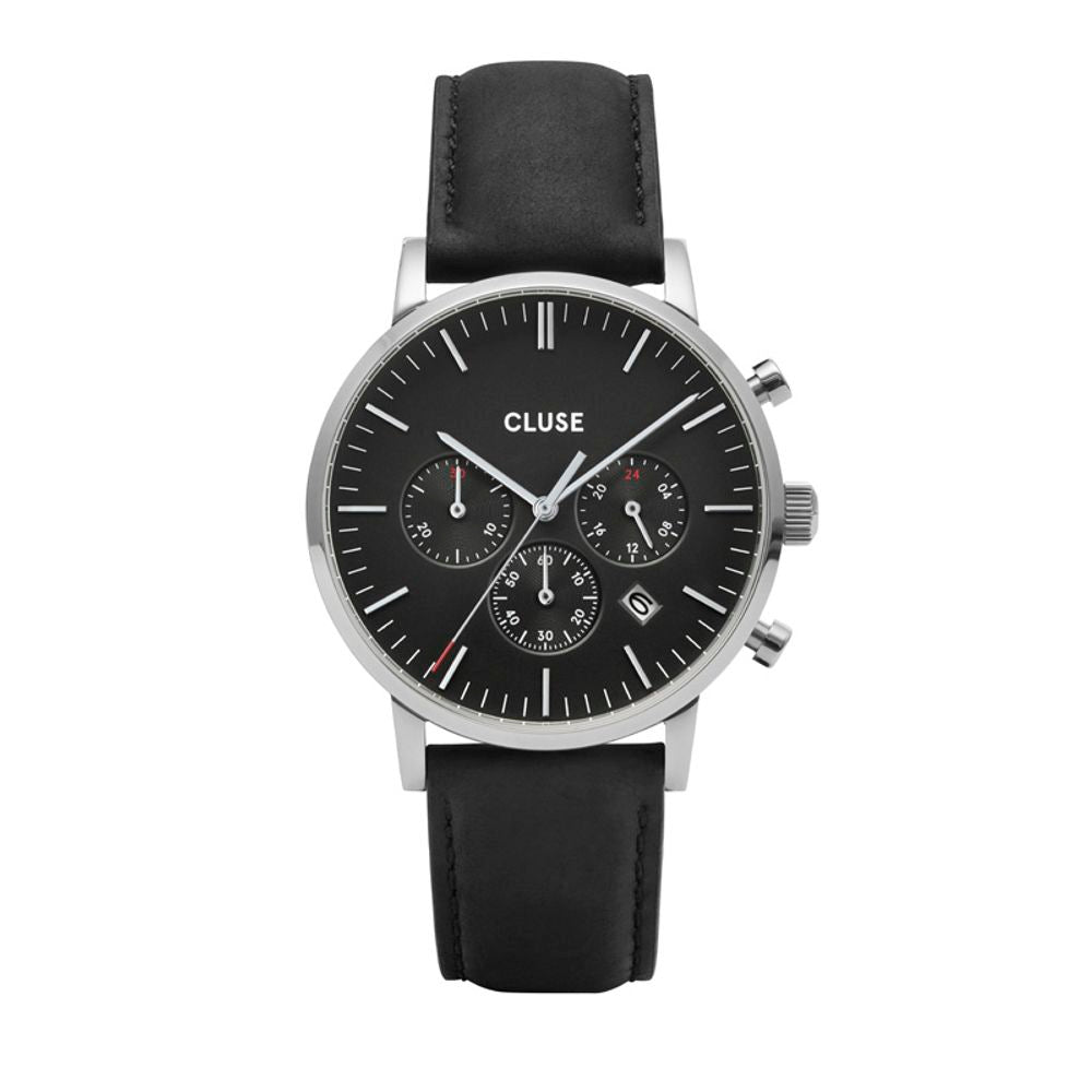 Cluse Black Leather Watch CLCW0101502001AC