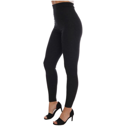 Dolce & Gabbana Gray Cashmere Ribbed Stretch Tights