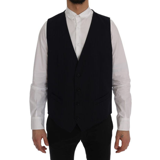 Dolce & Gabbana Blue STAFF Wool Stretch Vest Dolce & Gabbana