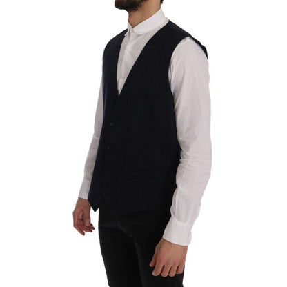 Dolce & Gabbana Blue STAFF Wool Stretch Vest