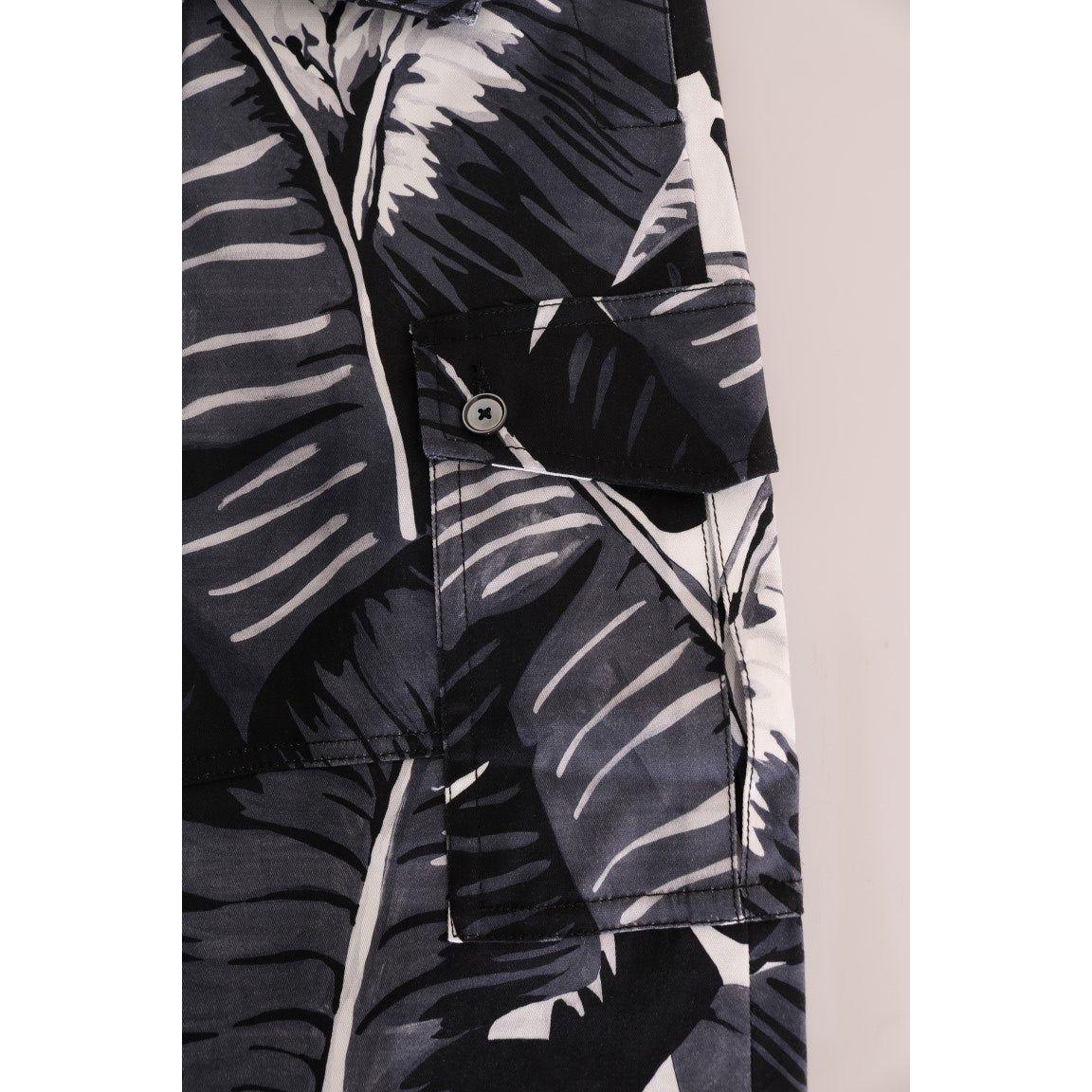 Dolce & Gabbana Gray Banana Leaf Cotton Pants