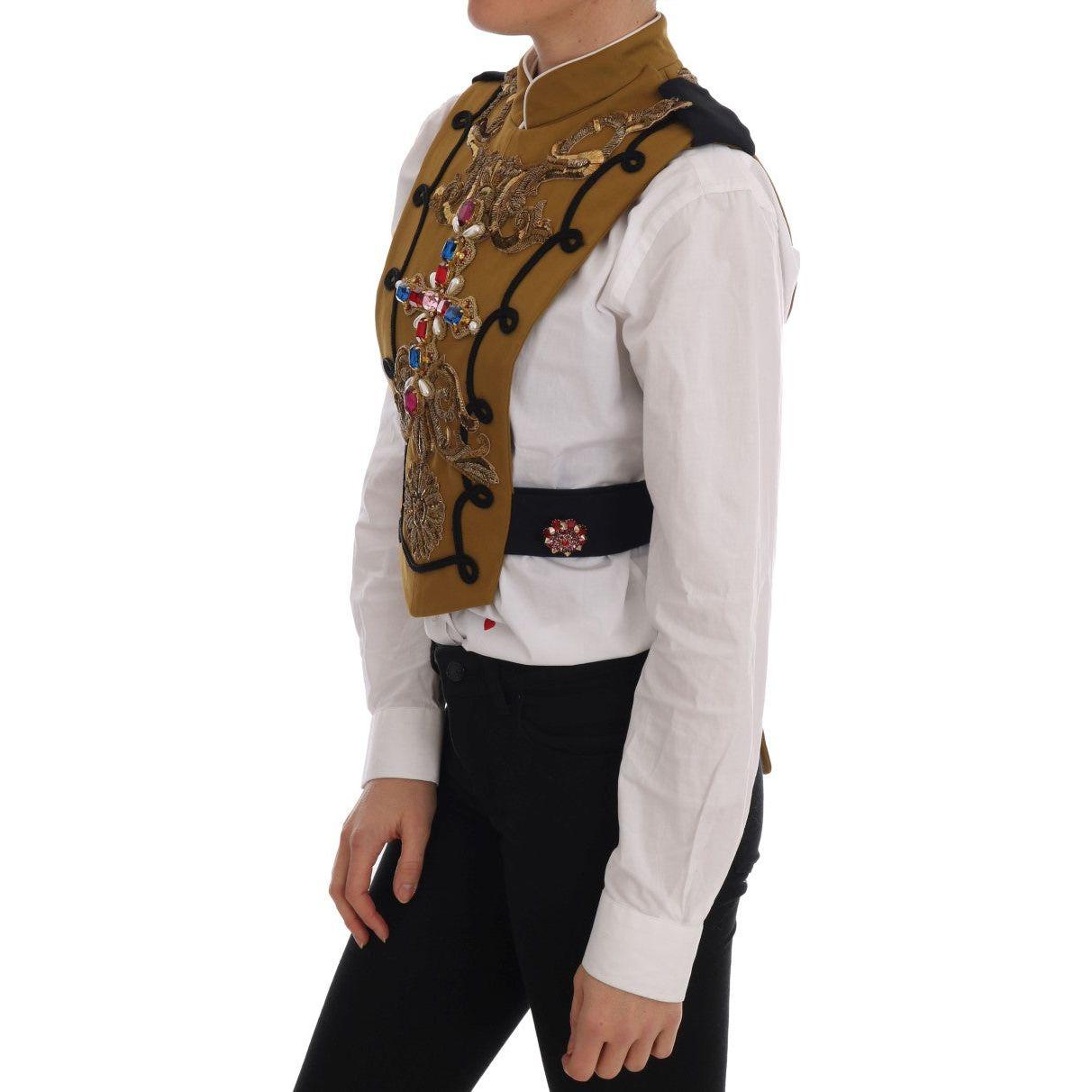 Dolce & Gabbana Yellow Crystal Cross Vest Jacket