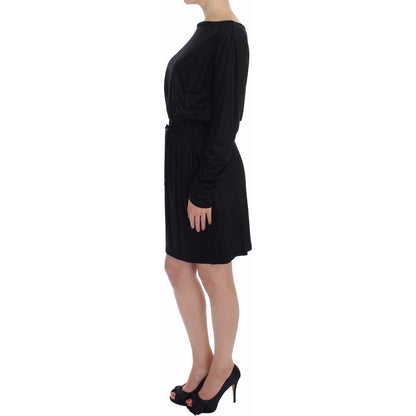 Versace Jeans Black Modal Silk Shift Knee Dress Dress