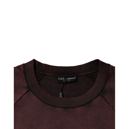 Dolce & Gabbana Brown Logo Cotton Crew Neck Pullover Sweater