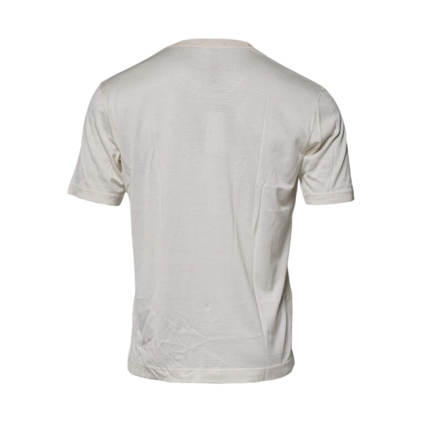 Dolce & Gabbana Off White Silk Crew Neck Short Sleeve T-shirt