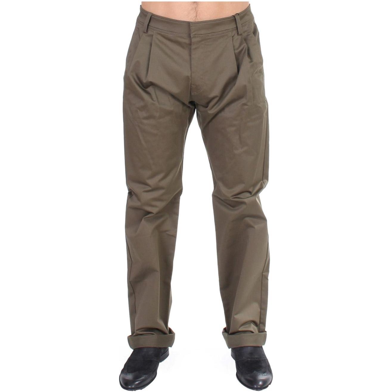 GF Ferre Green Cotton Stretch Comfort Fit Pants