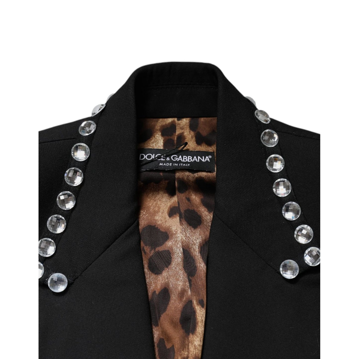 Dolce & Gabbana Black Crystal Double Breasted Blazer Jacket