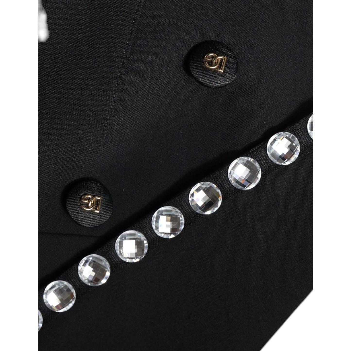 Dolce & Gabbana Black Crystal Double Breasted Blazer Jacket