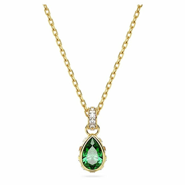 Swarovski necklace with green gem pendant, 5648751, silver material, quartz analog, water resistant 5 ATM, for ladies, official box.
