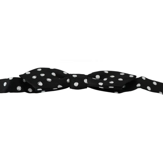 Dolce & Gabbana Black Polka Dots Adjustable Neck Bow Tie