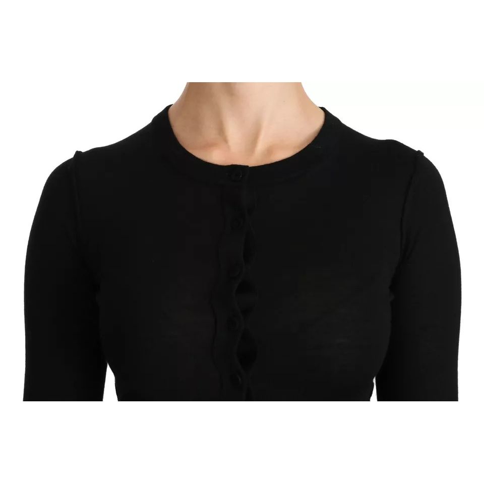 Dolce & Gabbana Black Virgin Wool Long Sleeve Top Blouse Top