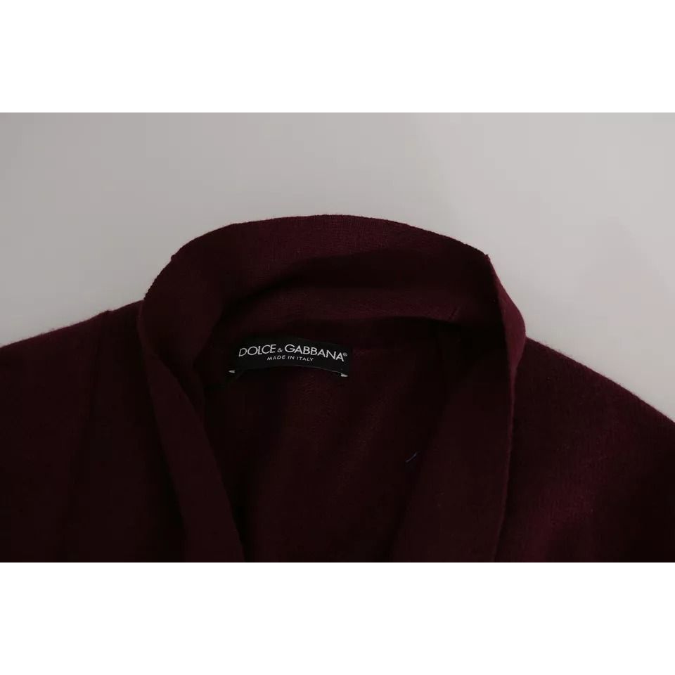 Dolce & Gabbana Bordeaux Cashmere Crown Cardigan Sweater