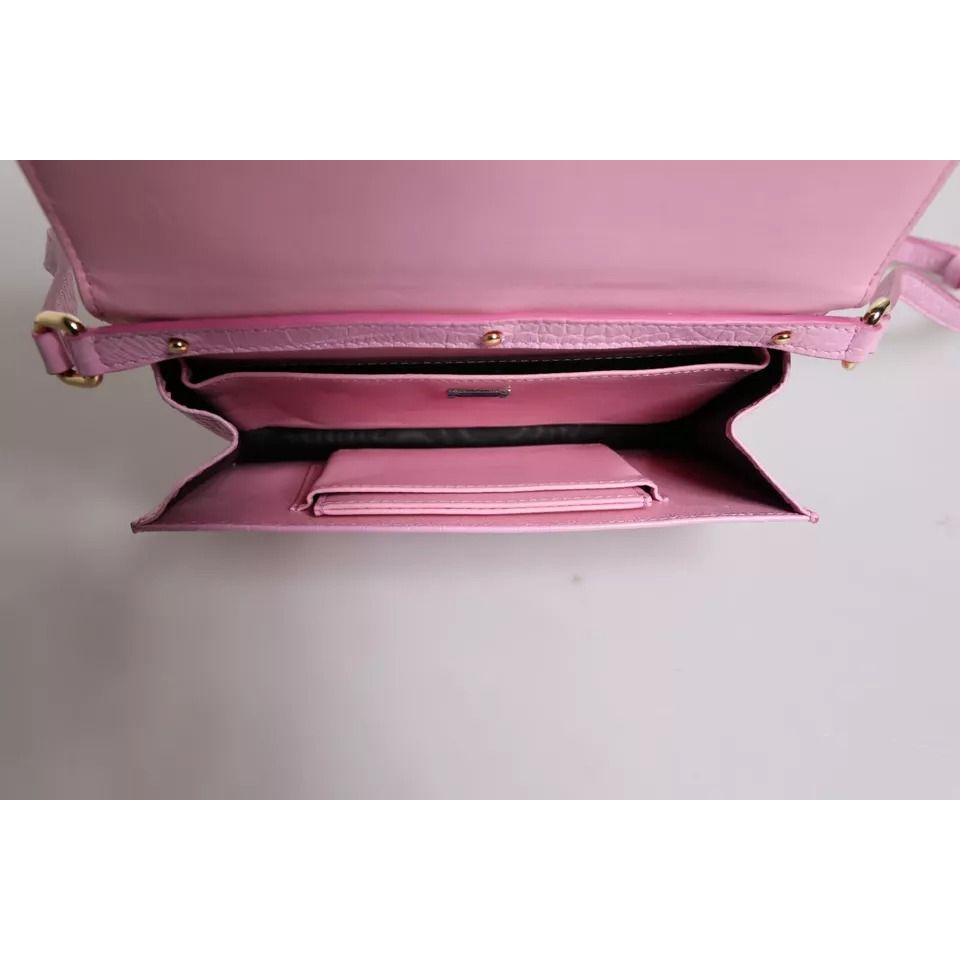 Dolce & Gabbana Pink Exotic Leather Logo Plaque Crossbody Bag