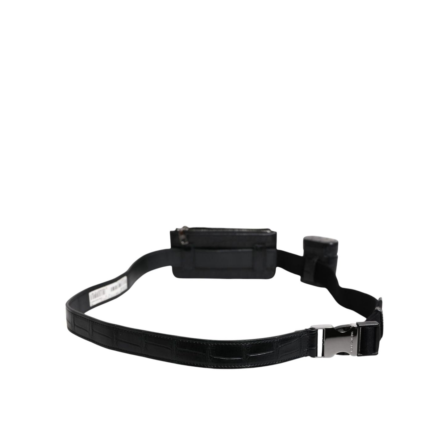 Dolce & Gabbana Black Alligator Leather Airpods Case Coin Purse Wallet