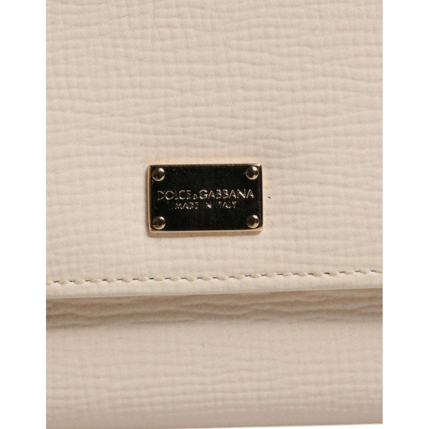 Dolce & Gabbana Beige Leather Trifold Logo Plaque Card Holder Wallet