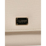 Dolce & Gabbana Beige Leather Trifold Logo Plaque Card Holder Wallet