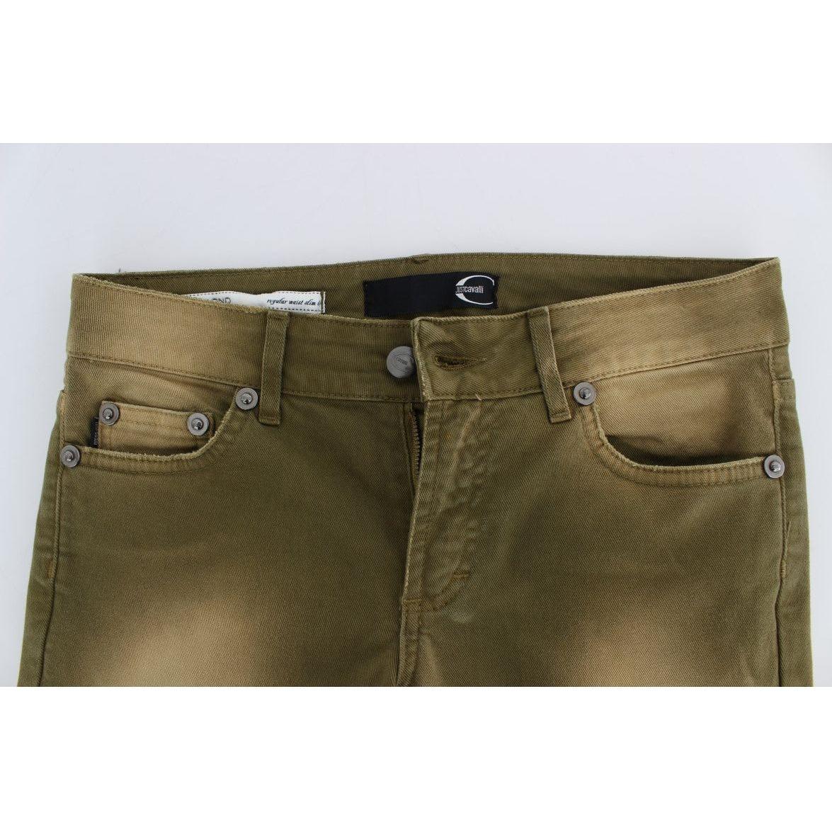 Cavalli Green Wash Slim Fit Cotton Stretch Jeans SIG18149-1