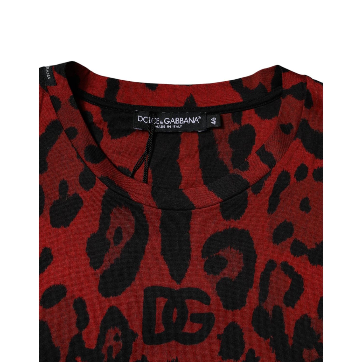 Dolce & Gabbana Red Leopard Cotton Short Sleeves T-shirt