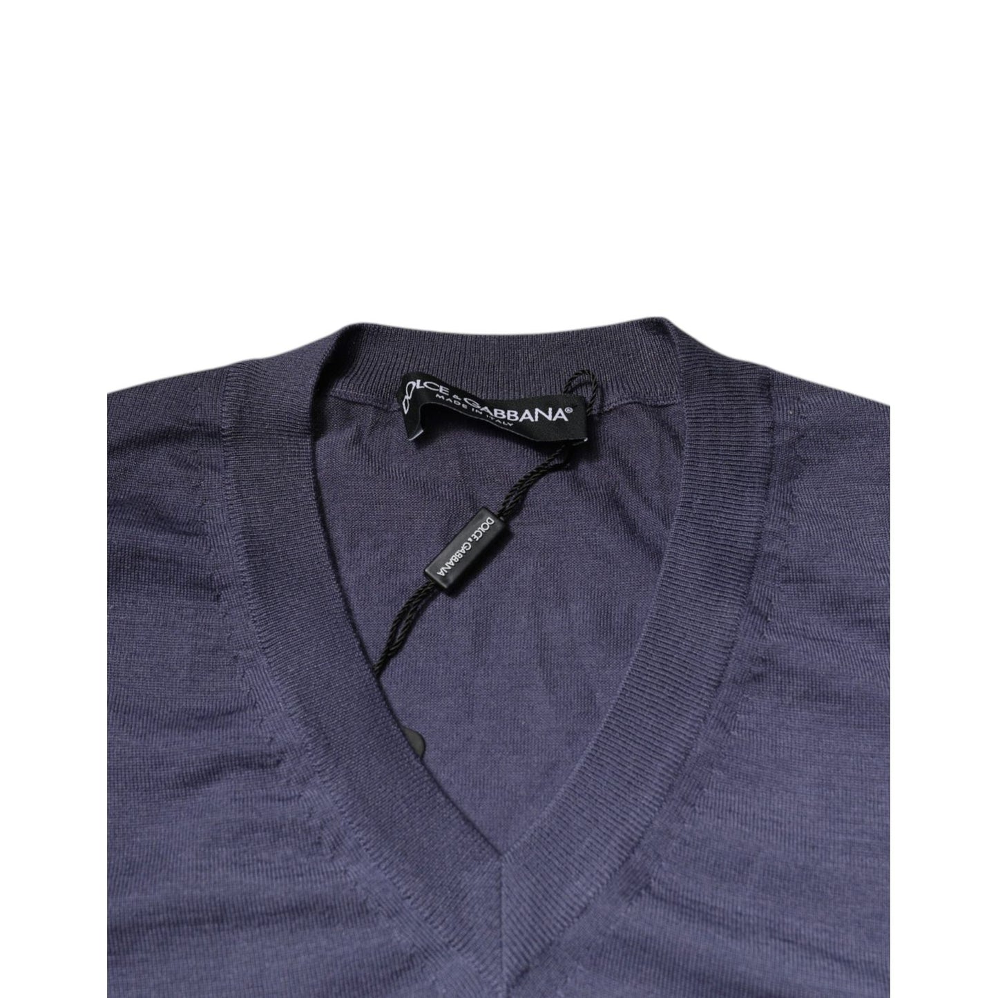 Dolce & Gabbana Gray Cashmere V-neck Men Pullover Sweater