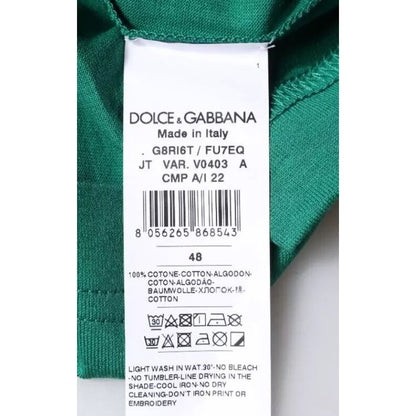 Dolce & Gabbana Green Logo Crew Neck Short Sleeves T-shirt