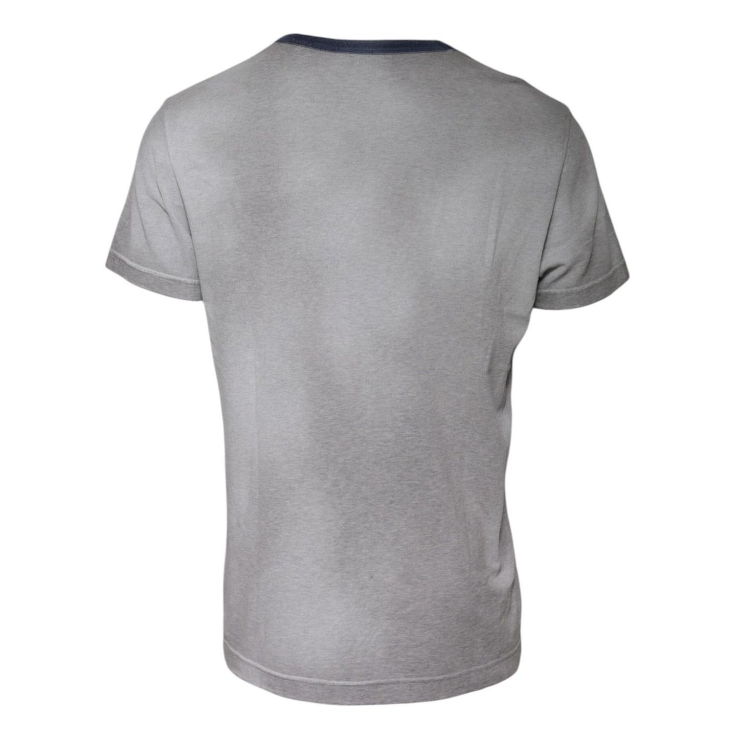Dolce & Gabbana Gray Logo Print Cotton Crew Neck T-shirt