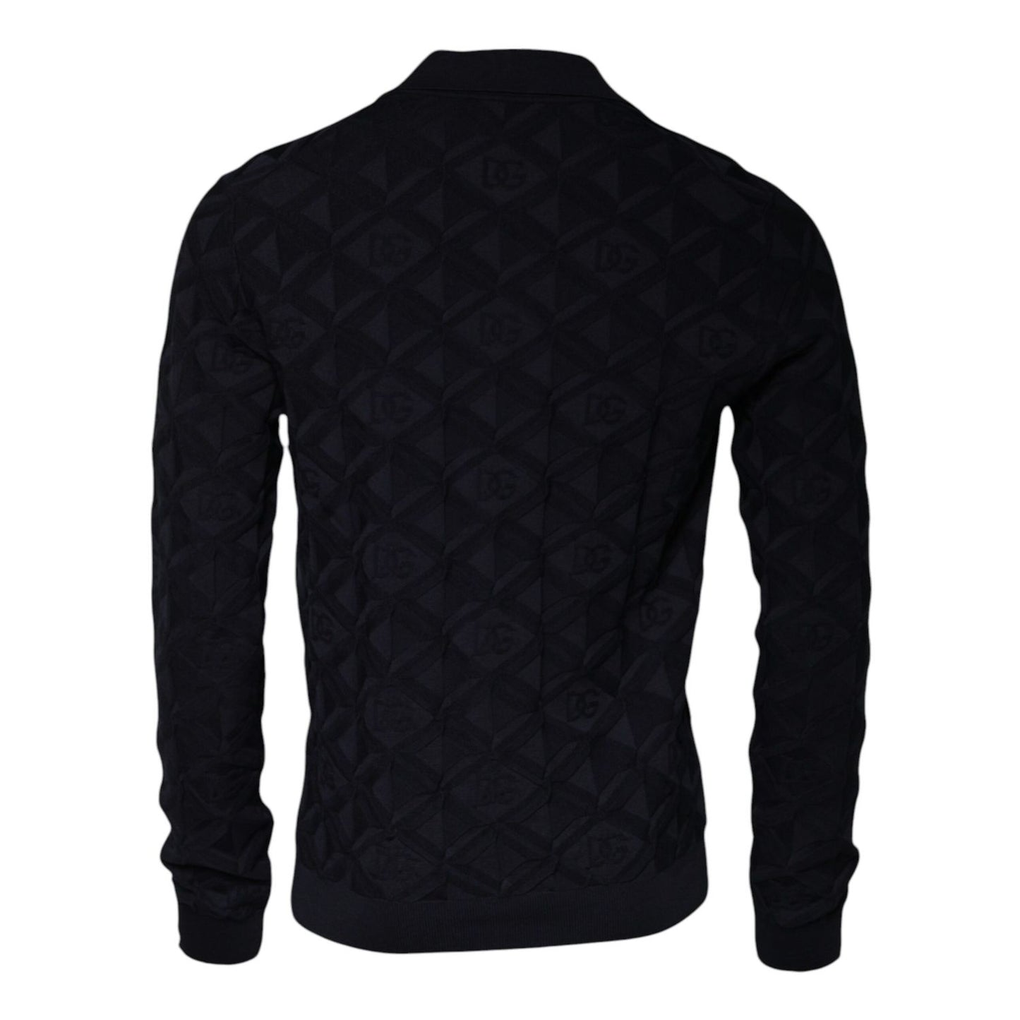 Dolce & Gabbana Black Silk Crew Neck Men Cardigan Sweater