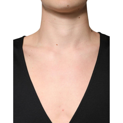 Dolce & Gabbana Black Cotton V-neck Short Sleeves T-shirt