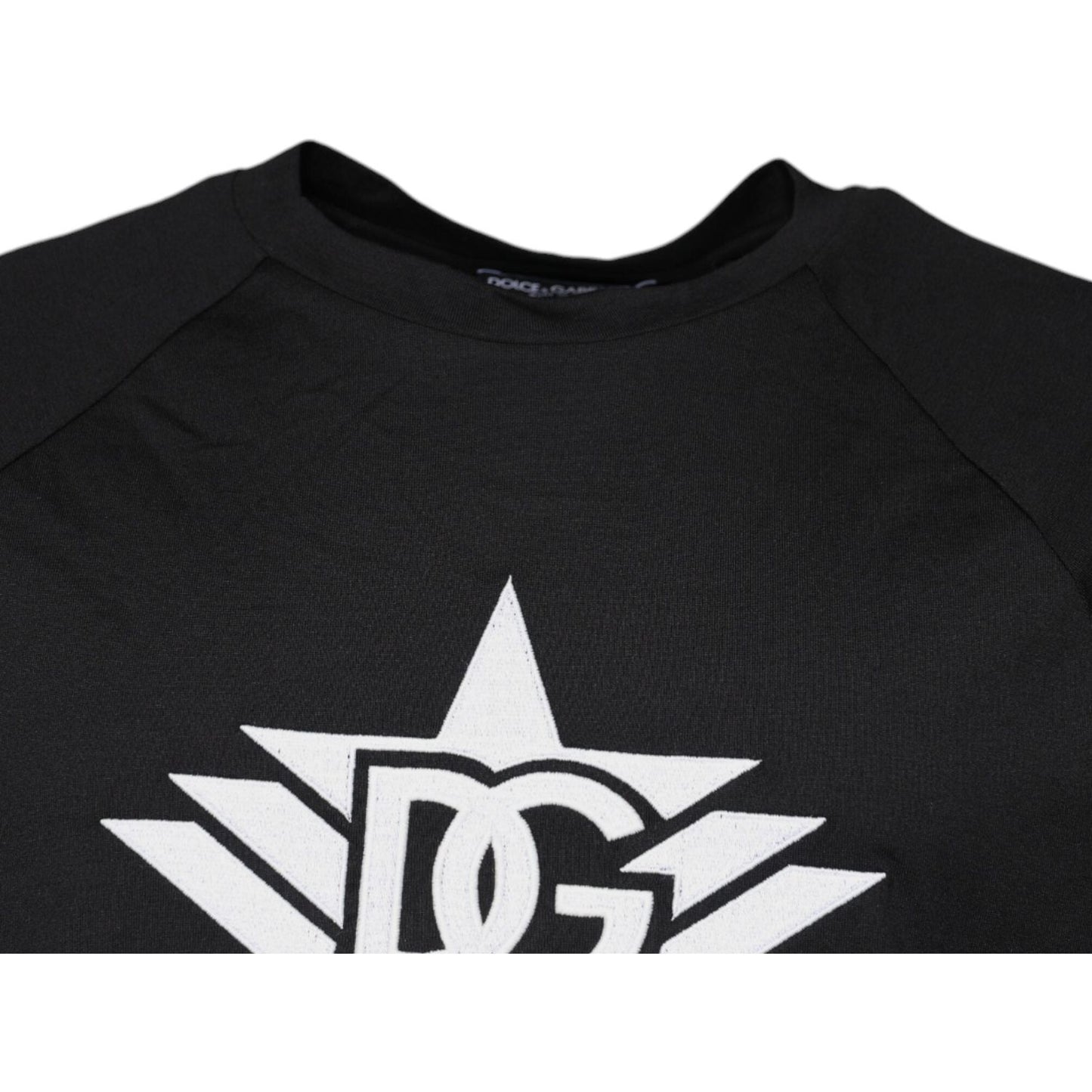Dolce & Gabbana Black Logo Print Cotton Crew Neck T-shirt