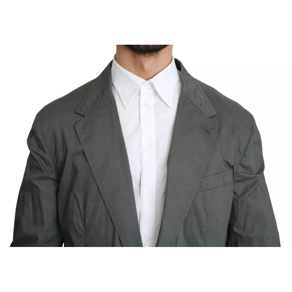Dolce & Gabbana Gray Cotton Single Breasted Formal Blazer