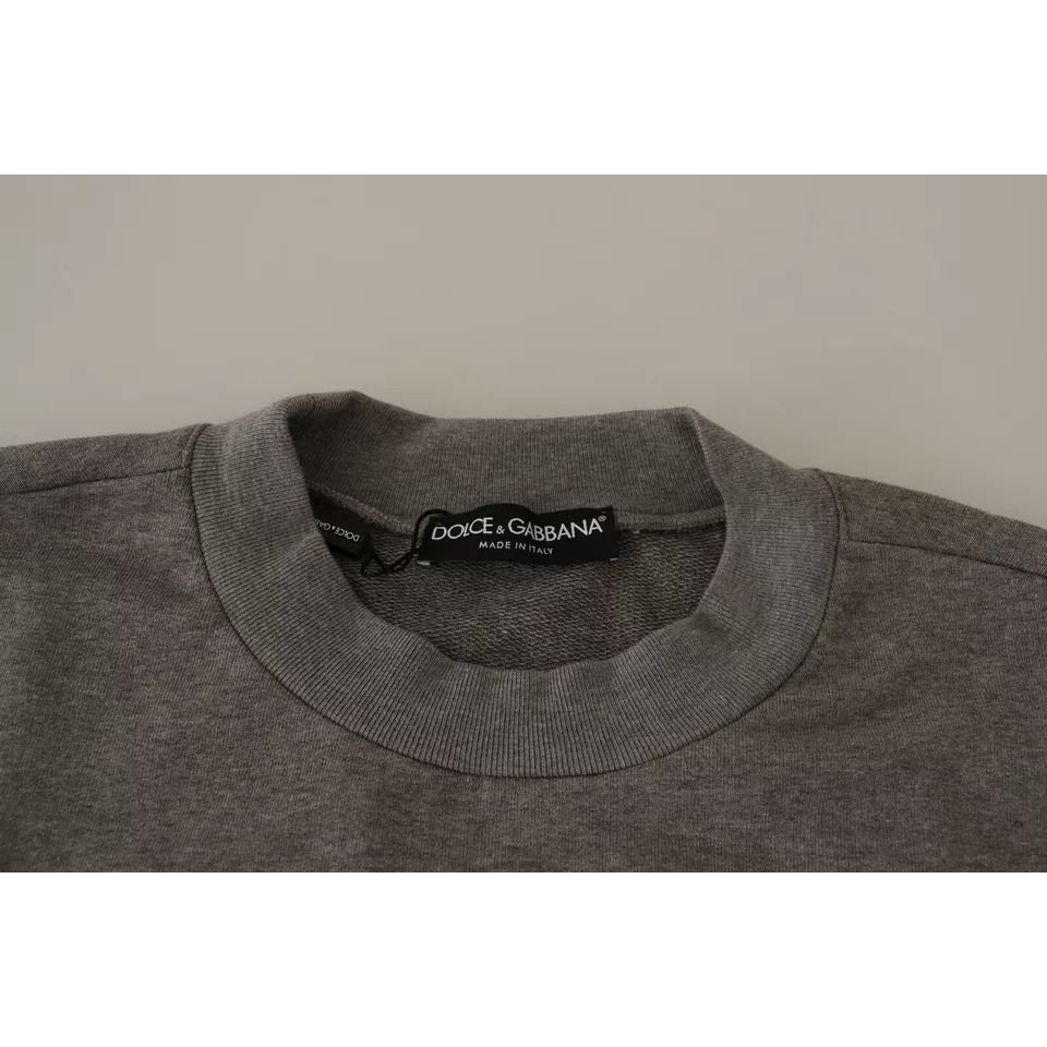 Dolce & Gabbana Gray Crown King Cotton Pullover Sweater