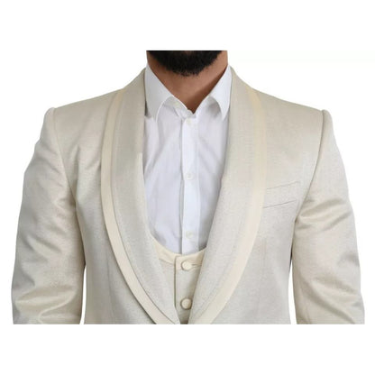Dolce & Gabbana Beige Wool Crème 3 Piece SICILIA Shawl Suit Dolce & Gabbana