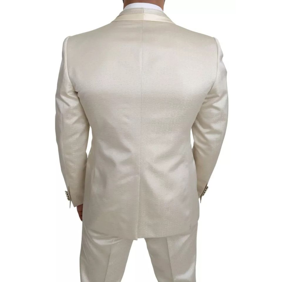 Dolce & Gabbana Beige Wool Crème 3 Piece SICILIA Shawl Suit Dolce & Gabbana