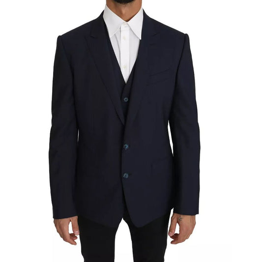Dolce & Gabbana Blue Wool MARTINI Blazer Vest 2 Piece